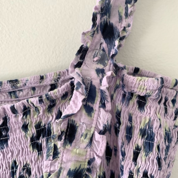 Heartloom Smocked Purple Print Adjustable strap full length Dress - Picture 3 of 3